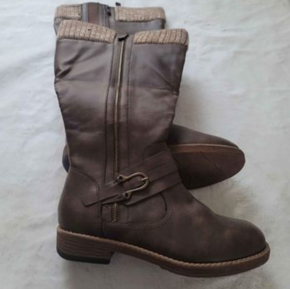 Torrid Brown Sweater trimmed Boots with wide calfSize 9w
